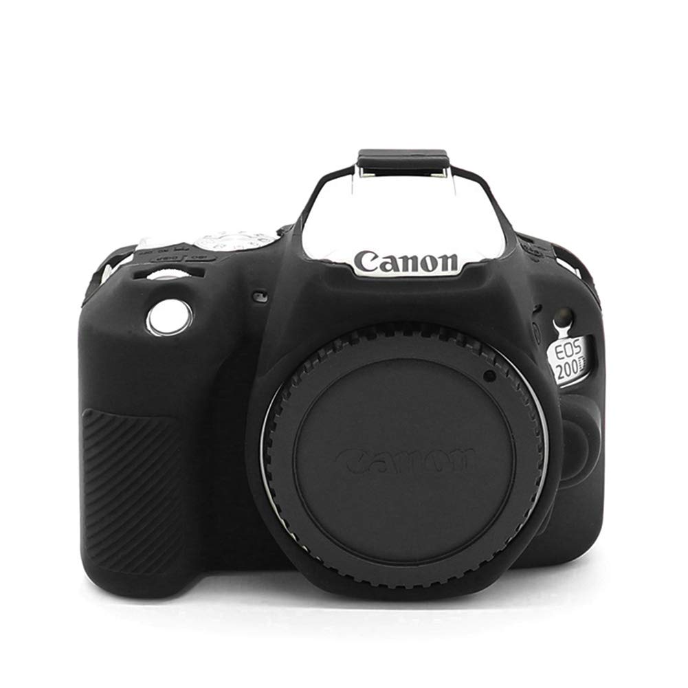 kinokoo Protective Case Silicone Compatible for Canon EOS 200D/250D/200D II/Rebel SL3 - Soft Rubber Silicone Camera Case - Black