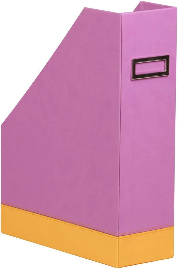 RHODIA 318931C, Lilac Magazine Rack, 10x25x31 cm, Orange Saddle Stitching, Faux Leather Exterior