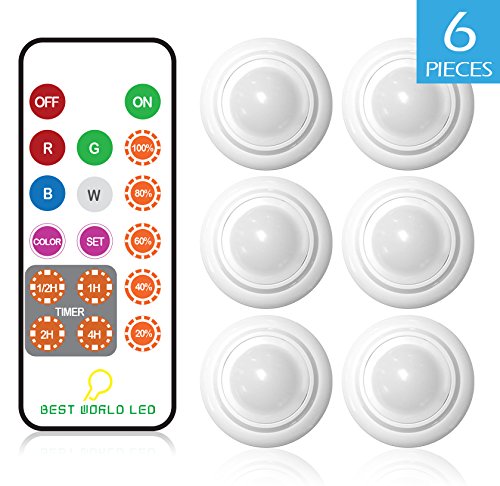 BWL Puck Lights with Remote Control,Brightness Adjustable LED Under Cabinet Lighting, Multi Color LED Accent Lights (Pack of 6)