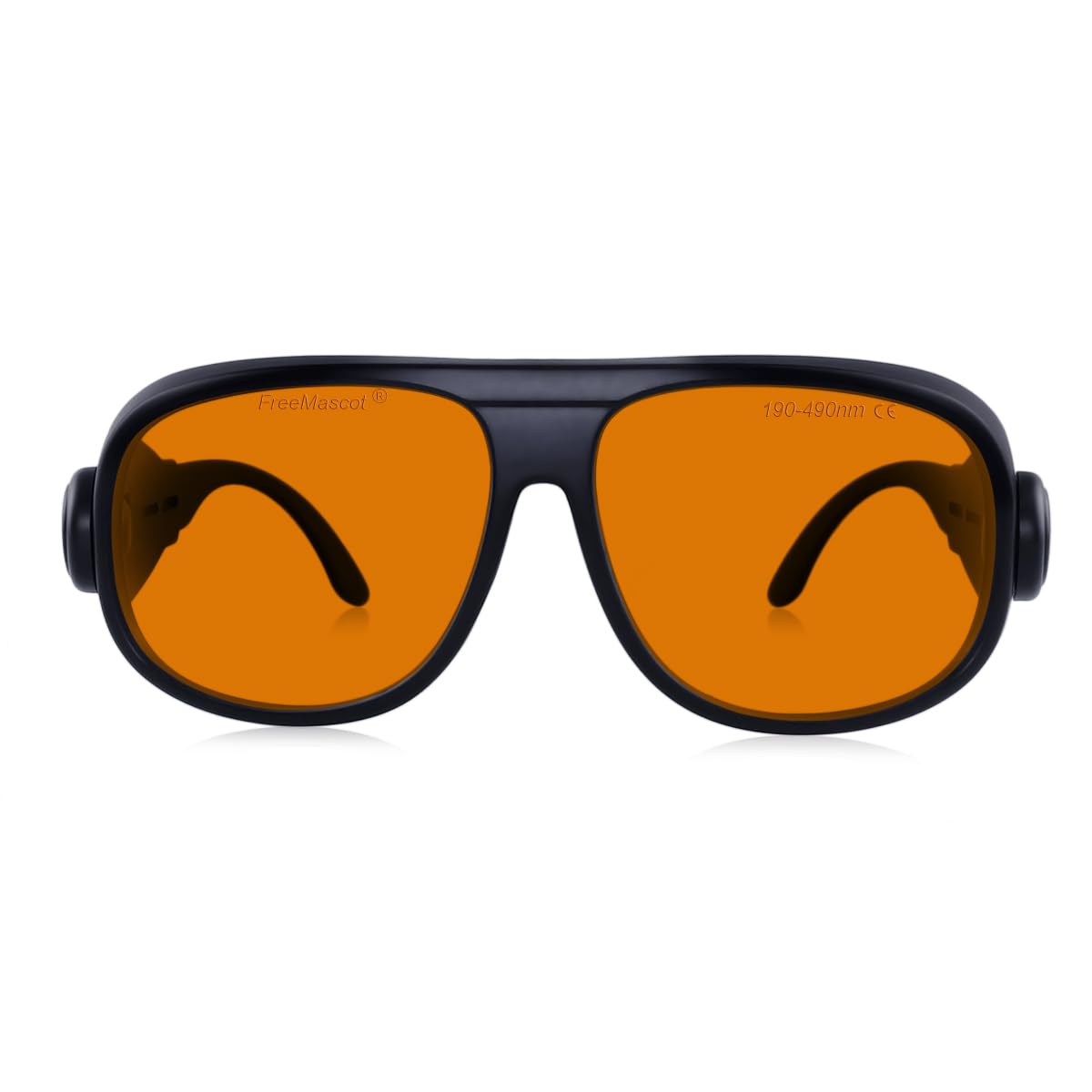 FREEMASCOT OD 6+ 190nm-490nm Wavelength UV light/Anti Blue Light Blocking Safety Glasses for 405nm, 445nm, 450nm,473nm Laser Light (Style 1B)