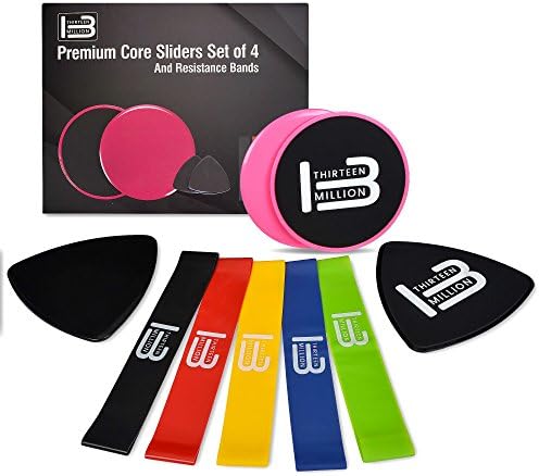 13M Complete Core Sliders Set of 4 Core Gliders and 5 Resistance Bands
