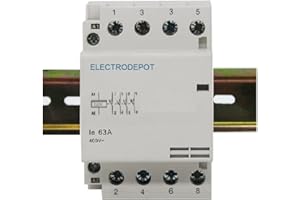 ELECTRODEPOT 40Amp 4 Pole Lighting Contactor 120VAC Coil No Humming, N/O Contacts w Free DIN Rail, 30A, 40A, 50A, 3Phase