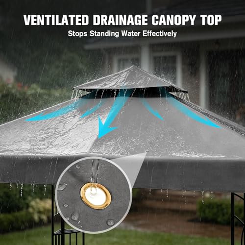 COOS BAY 8x8 Patio Gazebo with Corner Shelves, UV Protection & Dual-Layer Canopy image 15