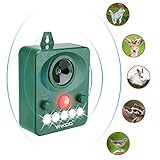 Wikoo Ultrasonic Animal Repeller, Solar Powered Pest Repeller, Waterproof Outdoor Repellent with Motion Activated PIR Sensor, Repel Dogs, Cats, Squirrels and more