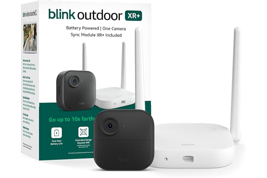 Blink Outdoor XR+ — Extended Range Wireless Outdoor 4 Camera with 10x security coverage powered by Blink's proprietary XR technology — 1 camera system
