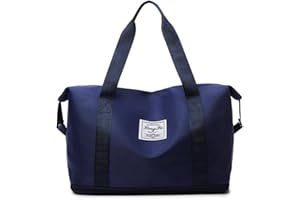 Duffle Bag for Travel, Weekender Overnight Bags for Women Men, Tote Gym,Travel Bag., Dark Blue, 15.7 x 8 x 11.6 inches, Trave