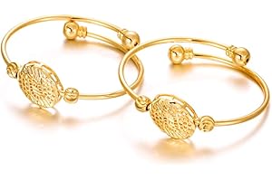 Ethlyn 2Pcs/Lot Christmas Jewelry Gifts18K Gold Plated Girls Teenagers Bracelet Bangle for granddaughter