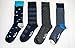 Happy Socks Men's Combed Cotton Socks, Pack of 4, Blue Assorted, Fits Sock Size 10-13, Shoe Size 8-12, EUR Shoe Size 41-46