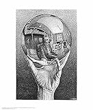 Hand with Globe Art Poster Print by M. C. Escher, 22x26