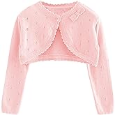 Baby Girls Cardigan Sweater Bolero Shrugs Toddler Kids Knitted Long Sleeve Button Closure Cropped Dress Up Jacket Tops