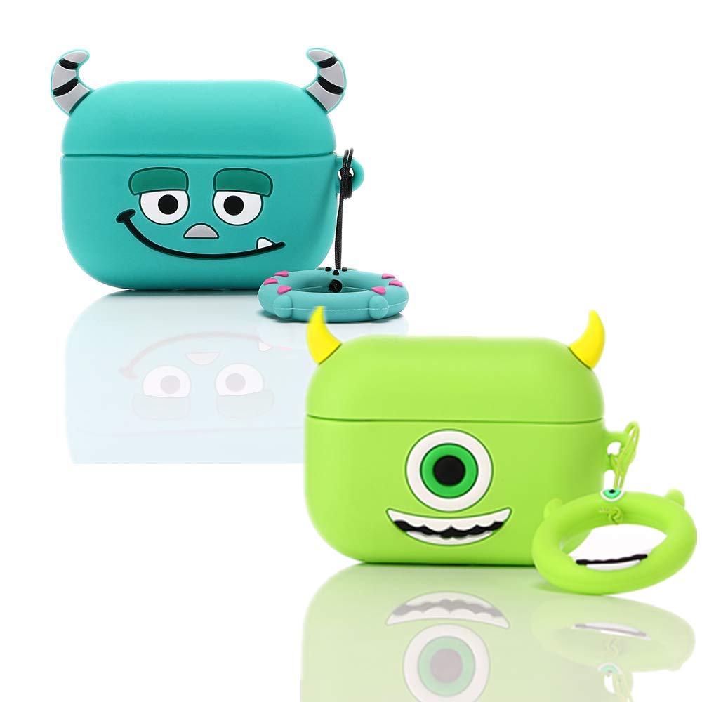 YIGEYI Silicone Case Compatible with Airpods Pro Funny Cute 3D Cartoon Cover[2Pack][DSN Animation Design] (Mike/Sully)