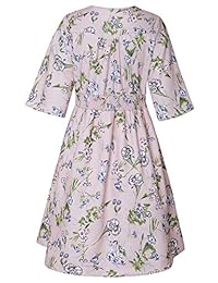 Chunna - Vestido de fiesta de media manga con botones florales para mujer