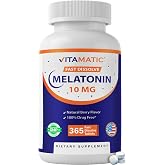 Vitamatic Melatonin 10 mg, Natural Berry Flavor, 365 Fast Dissolve Tablets | Quick-Dissolve Formulation, Sleep Support Health*, 1 Year Supply, Gluten Free, Made in USA