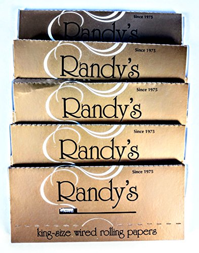 Randy's Gold Wired Rolling Papers King Size 5 Packs, 100% Organic Vegan