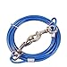 Stainless Steel Pet Dog Tie Out Cable - Double Head Dog Leash Camping Outdoor Tie-Out Cable for Medium Large Pet Dogs (3m/10Ft, Blue)