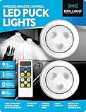 Brilliant Evolution Wireless Remote Control LED Puck Light 2 Pack | LED Under Cabinet Lighting | Closet Light | Battery Powered Lights | Under Counter Lighting | Stick On Lights