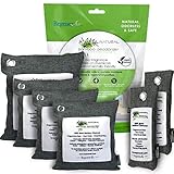 Regenerair 6 Pack Air Purifying Bags 100% Activated Bamboo Charcoal Odor Eliminator for Kitchens Bedrooms Bathrooms Cars Basements Pet Areas & Shoes