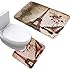 Amgical 15 Piece Shower Curtain Set Bath Mat Set Contour Mat with 12 Hooks Paris Tower Print