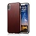 technext020 for iPhone Xs Brown Leather Case, for iPhone X Case, Ultra Slim Fit iPhone 10 Artificial PU Synthetic Leather Cover Shock Resistance Protective for Apple iPhone X Brown