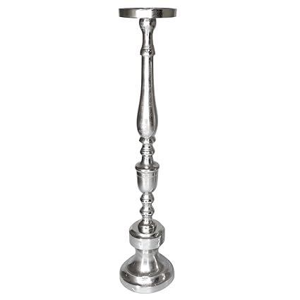 40 Floor Standing Pillar Candle Holder Stand In Silver Aluminum Candlesticks Holder For Wedding Special Events Parties Centerpiece Home Decor