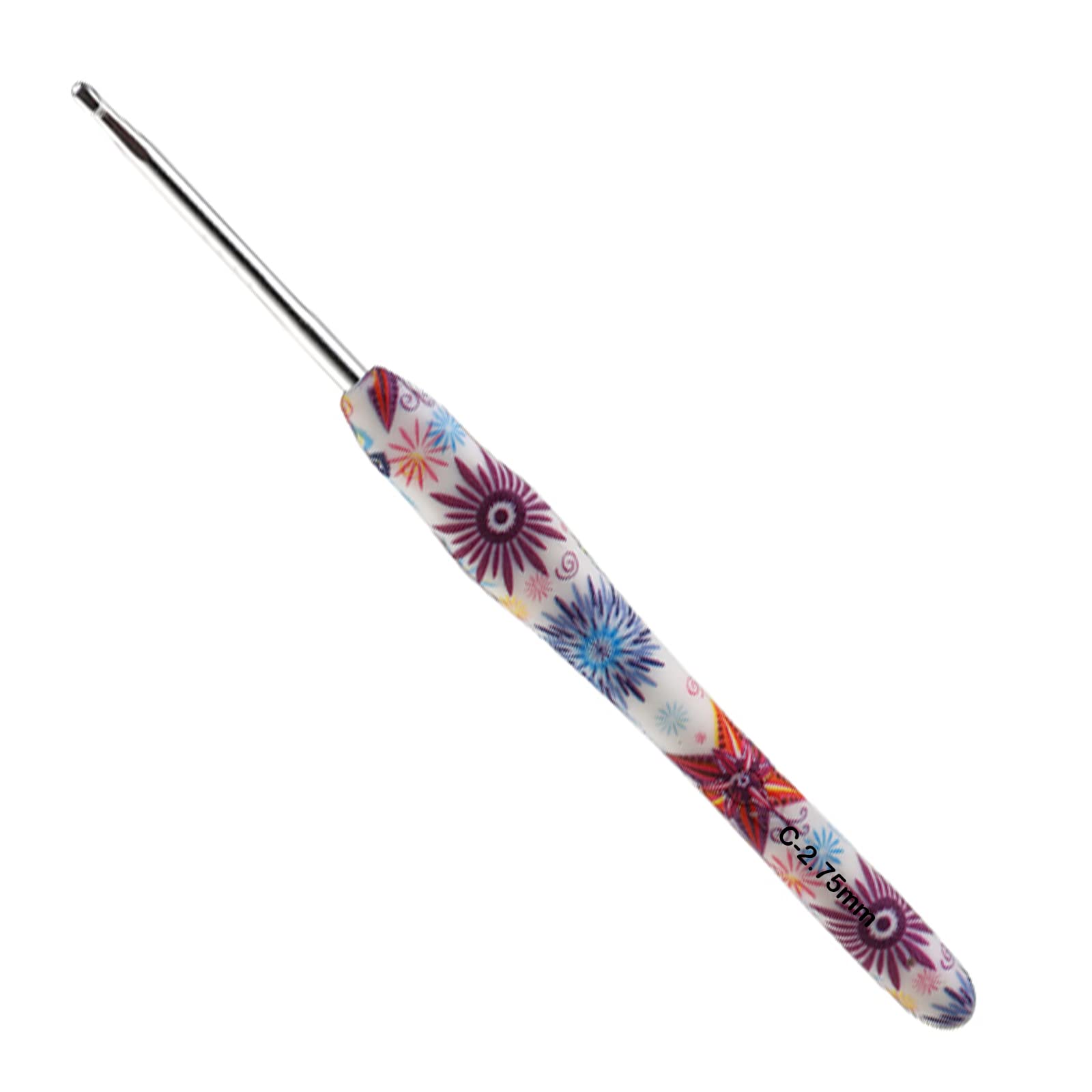Coopay Crochet Hook 2.75mm UK Size, Solid Metal, Lightweight Ergonomic Rubber Grip for Arthritic Hands
