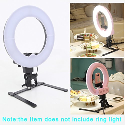 Portable LED Ring Light Desktop Stand Support Cellphone Bracket for Make up, Selfie, Live Webcast, Youtube, Facebook, Ins, Photography Video Shooting - Black