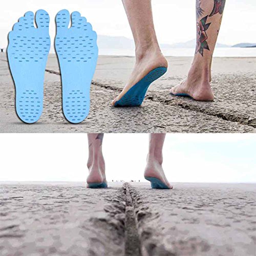 Fenta Barefoot Invisable Shoes Insole Stick For Beach Wear Yoga Spa Indoor Wear (black+blue+pink/3 pairs total, Large)