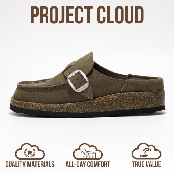 Project Cloud Genuine Leather Moccasin-Style Clogs for Women - Memory Foam and Water Resistant Mules Slip-on - Non-Slip and Durable Clogs Casual Shoes for Women Footwear (Carline)