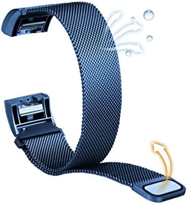 Fitbit Charge 2 Bands Replacement Wristbands Accessories Metal Milanese Stainless Steel Strap with Strong Magnet Lock for Fitbit Charge 2 Women Men No Tracker Small Blue 5.5-8.5 Inches Wrist