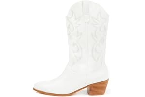 Erocalli Cowgirl Ankle Boot Cowboy boot for women Western Stitched boot Ankle Boots Pointed Toe Short Booties Embroidered Modern Boot with Pull Tabs