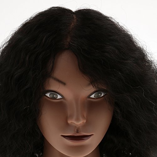 Dovewill African American Afro REAL HUMAN HAIR Cosmetology Hairdressing Silicone Training Manikin Mannequin Head Doll
