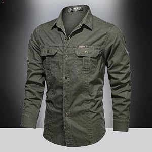 2026 Spring and Autumn Shirt Men's Long Sleeve Cotton Men's Autumn Shirt Loose Outdoor Casual Tooling Top Jacket