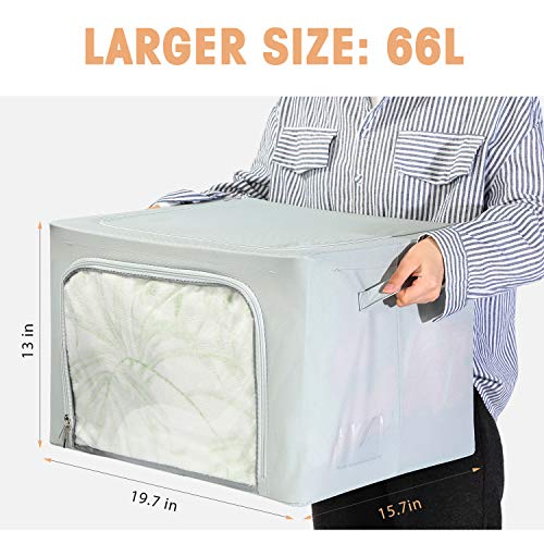 HOUSE AGAIN 3Pcs Clothes Storage Bins, Stackable Storage Bins/Bags/Boxes, Closet Organizers and