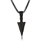 XYAYOU Stainless Steel Spearpoint Arrowhead Pendant Necklace For Mens Cool Arrowhead Pendant Chain Necklace for Women