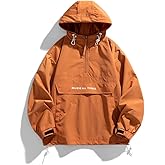 TYFRV Men's Spring and Autumn pullover jacket with casual patchwork hooded drawstring jacket