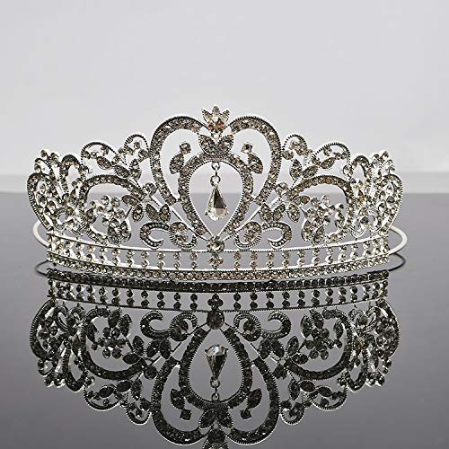 Silver Tiara Cake Topper Girls Women Birthday Party Crystal Rhinestone Beaded Princess Hair Accessory