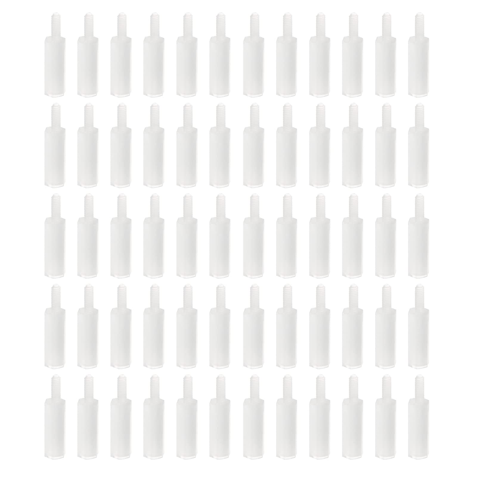YOKIVE 50 Pcs M2 Standoff Screws, Nylon Hex PCB Standoffs with High Insulation Effect, Keep Height Consistent, Great for Motherboard (White, 10mm+6mm)