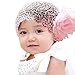 Baby Girl Toddler Cute Lace Wide Headband with Big Flower Stretch Headwear (Pink)
