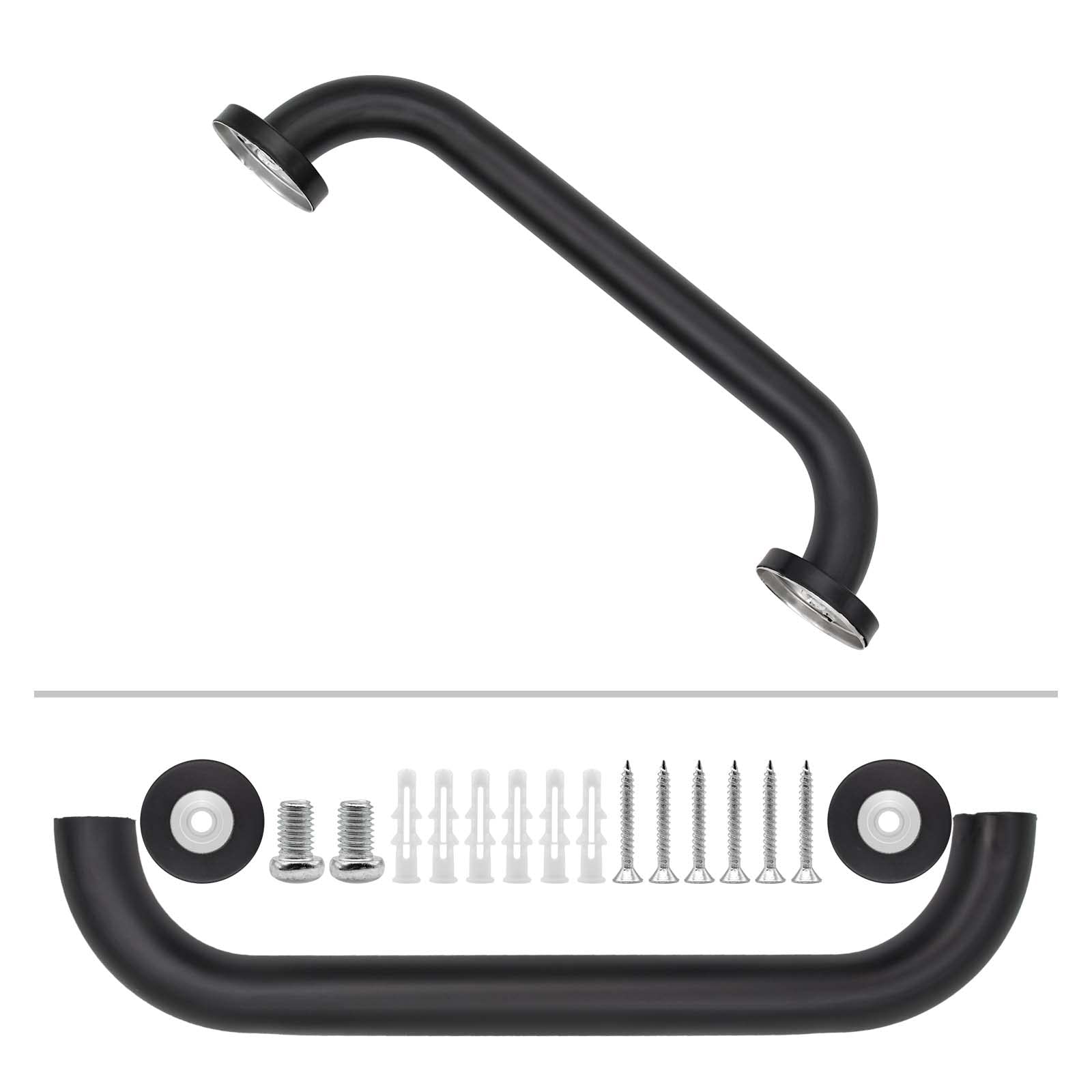 Bailinks Anti-slip Shower Grab Bar Handle, 12" / 30cm Stainless Steel Bathroom Grab Bar for Bath, Bathroom, Toilet, Stairway Grab Bar with Mounting Screws (Black)