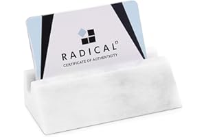 Radicaln Marble Business Card Holder White 4" Handmade Card Holder Stand For Office Desk - Office Décor With Business Card Or