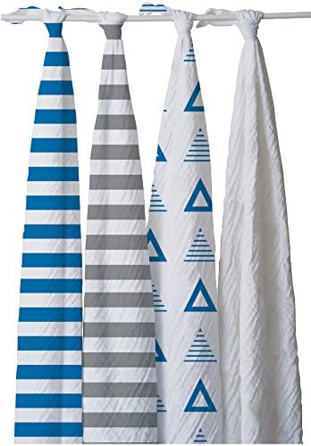 Pure Fiber Striped Swaddle Set, Blue
