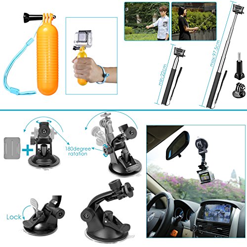 Neewer-14-en-1-Kit-de-Accesorios-para-Cmara-de-Accin-para-Gopro-Hero-6-5-4-3-3-2-1-Hero-Session-5-SJ4000-5000-6000-Incluye-Soporte-para-Pecho-y-Casco-Monopolo-Telescpico-Manija-Flotante-y-Ms