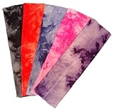 Kenz Laurenz Cotton Lycra Tie Dye Stretch Headbands 5 Pack - Cotton Stretch Headbands