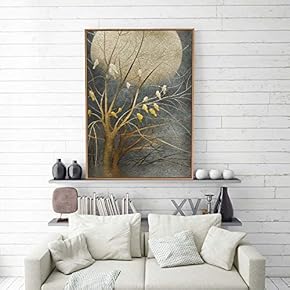 Framed Canvas Home Artwork Decoration Golden Abstract Style Canvas Wall Art for Living Room, Bedroom - 16x24 inches