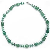 VN Jewelry Womens Handmade Beaded Gemstone Necklace - Natural Green Aventurine Gemstone Necklace For Women Length 19In