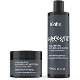 Charcolite Cool Toning Anti-Brass Shampoo &amp; Conditioner Duo with Activated Charcoal &amp; Restorative BondPlex | Neutralizes Brassy Tones &amp; Strengthens Hair &ndash; Set of 2 (8.5 oz Each)