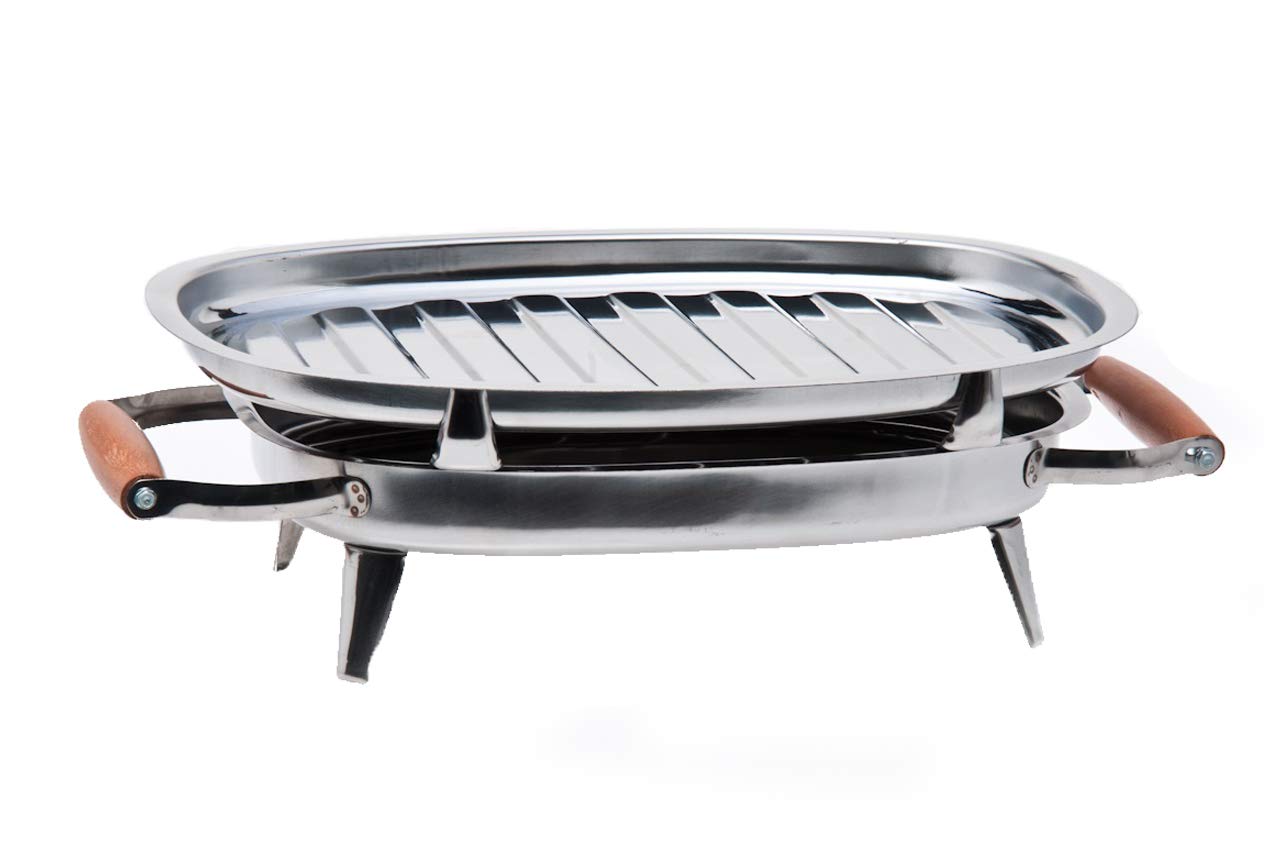 Akem BBQ Grill Table Server, Portable Meat Food Charcoal Warmer, Cook and Keep Warm Restaurant style Stainless Steel