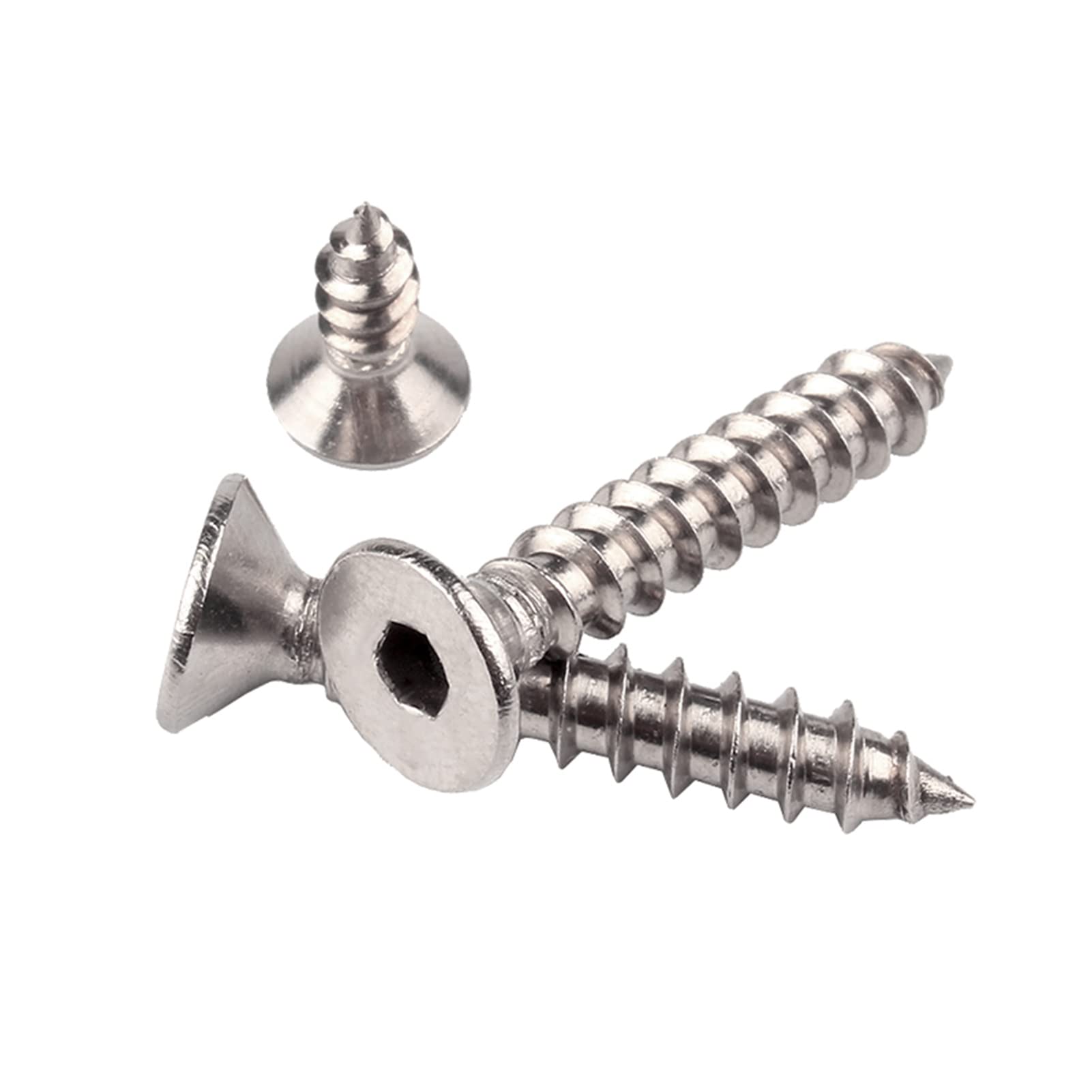 ORANXIN M3 x 8mm 50 Pcs Flat Head Self Tapping Screws Stainless Steel 304 Countersunk Self Drilling Inner Hexagon Wood Screws