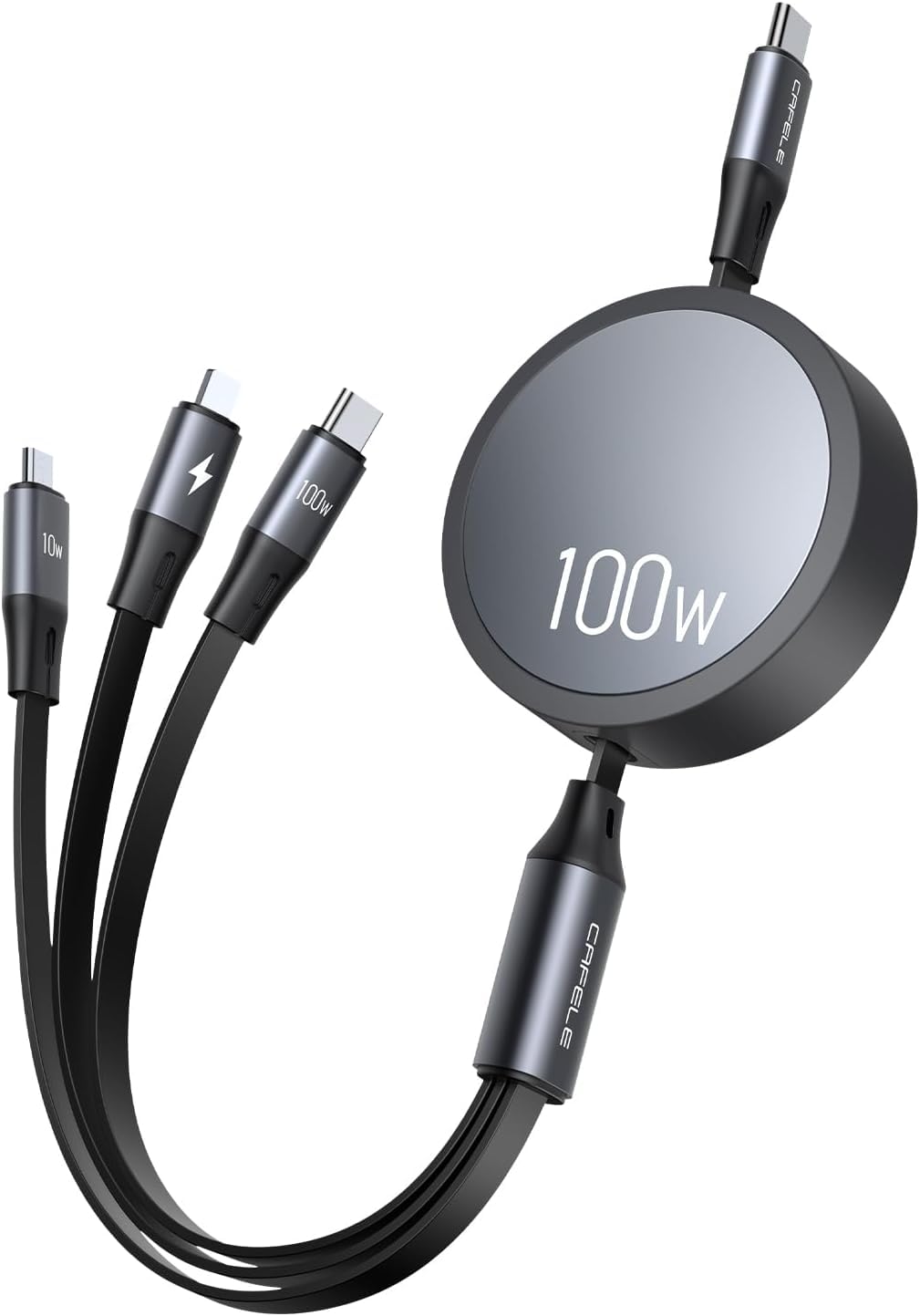 Photo 1 of CAFELE 2025 Upgraded 100W Multi Charging Cable, Retractable USB C 3 in 1 Charging Cable with Type C/L/Micro, 5A Fast Charger Cord for Phone 16 15 14, Galaxy S23/S24/S25, MBook, Pad, Multiple Devices