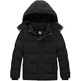 KVE Boy's Hooded Winter Coat Warm Puffer Jacket Thicken Quilted Coat with Removable Hood